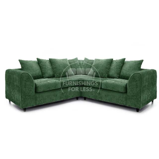 Rackhams Monaco Chenille Fabric 5 Seater Corner Sofa - Green - image 1