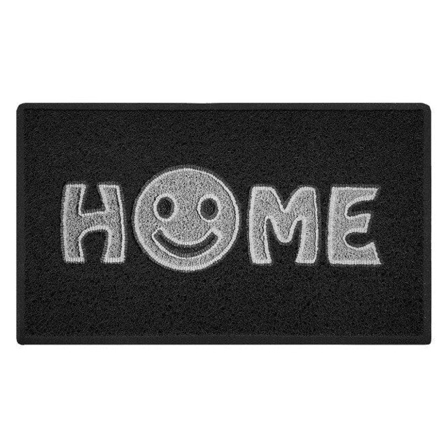 Rackhams Home Smile Inlay Embossed Doormat - Black - image 1