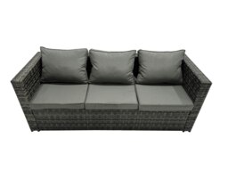 Rackhams 6 Pieces Outdoor PE Rattan Garden Furniture Corner Sofa Set with Cushions 3 Footstools Dark Grey Mixed - thumbnail 3
