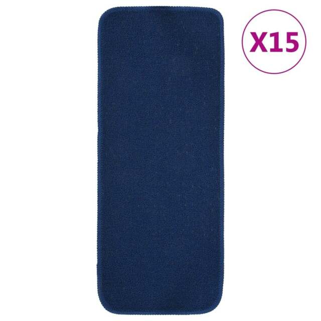 Rackhams Anti Slip Stair Mats 15 pcs 60x25 cm Navy Blue Rectangular
