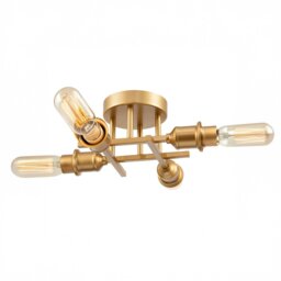 Rackhams Industrial Vintage Satin Gold Ceiling Light Fitting with Traditional Lampholders - thumbnail 2