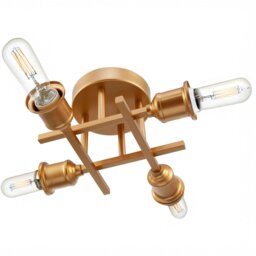 Rackhams Industrial Vintage Satin Gold Ceiling Light Fitting with Traditional Lampholders - thumbnail 3