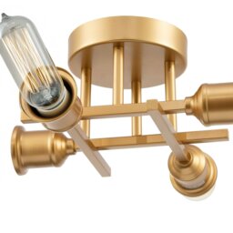 Rackhams Industrial Vintage Satin Gold Ceiling Light Fitting with Traditional Lampholders - thumbnail 4