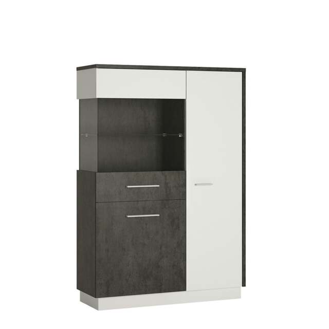Rackhams Zingaro Low display cabinet (LH) in Grey and White - Full Assembly Required - Grey & White - Matt - image 1