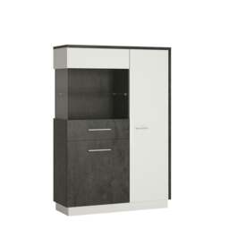 Rackhams Zingaro Low display cabinet (LH) in Grey and White - Full Assembly Required - Grey & White - Matt
