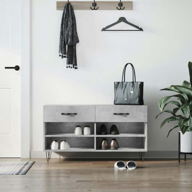 Rackhams Shoe Bench Concrete Grey 102x35x55 cm Engineered Wood
