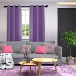 Rackhams Purple Blackout Curtains - Eyelet Thermal Curtain  - 66 x 84 Inch Drop - 2 Panel - thumbnail 6