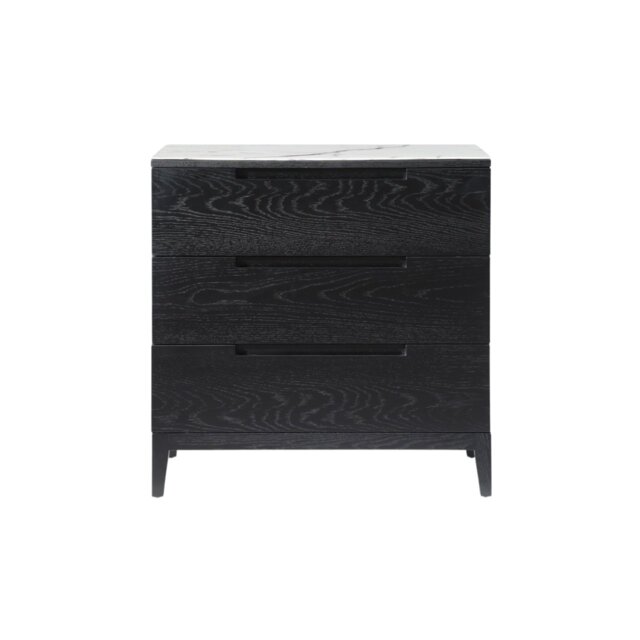 Rackhams Orchid 3 Drawer Chest - Wenge (Black Stained Oak) / Marble  - Wenge (Black Stained Oak) - image 1