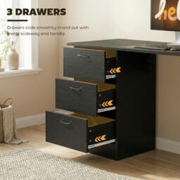 Rackhams 120cm PC Table Workstation Computer Desk w/ Drawers, 3 Shelves - 120 x 49 x 72cm - Walnut Brown - thumbnail 6