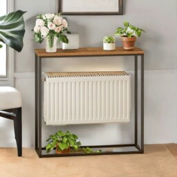 Rackhams Industrial Square Metal Hallway Console Table Rustic Brown - thumbnail 5