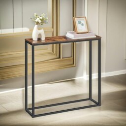 Rackhams Industrial Square Metal Hallway Console Table Rustic Brown - thumbnail 6