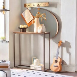 Rackhams Industrial Square Metal Hallway Console Table Rustic Brown - thumbnail 4