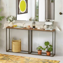 Rackhams Industrial Square Metal Hallway Console Table Rustic Brown - thumbnail 2