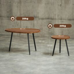 Rackhams 2 80cm Sofa Side Table Set of 2 with Metal Legs, Chestnut Wood Effect - Wood effect, matte black - Not applicable - MDF, metal - thumbnail 5