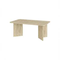 Rackhams Modern Radius Coffee Table 100cm Rectangular Centre Table with 2-Panel Base Leg Particleboard, Living Room - Dark Oak - thumbnail 3