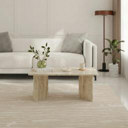 Rackhams Modern Radius Coffee Table 100cm Rectangular Centre Table with 2-Panel Base Leg Particleboard, Living Room - Dark Oak - thumbnail 5