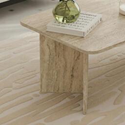 Rackhams Modern Radius Coffee Table 100cm Rectangular Centre Table with 2-Panel Base Leg Particleboard, Living Room - Dark Oak - thumbnail 4