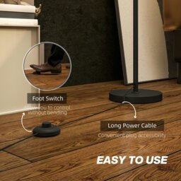 Rackhams Floor Lamp with Linen Shade & Foot Switch for Living Room, White - Bulb not included - Metal, linen - Floor lamp - thumbnail 5