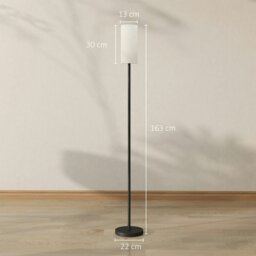 Rackhams Floor Lamp with Linen Shade & Foot Switch for Living Room, White - Bulb not included - Metal, linen - Floor lamp - thumbnail 6