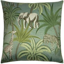 Rackhams Jungle Parade Cushion Cover - Green - One Size - Green - 100% Polyester - thumbnail 1