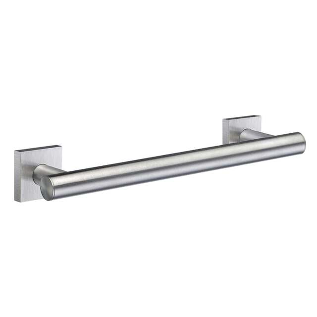 Rackhams Brushed Chrome Grab Bar 28cm Toilet Handle or Bath Shower Safety Hand Rail for Elderly, Disabled, Seniors Mobility Aid