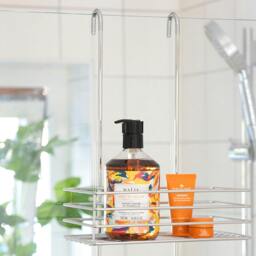 Rackhams Polished Chrome Stainless Steel Double Hanging Shower Basket - thumbnail 3