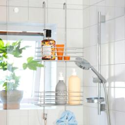Rackhams Polished Chrome Stainless Steel Double Hanging Shower Basket - thumbnail 2