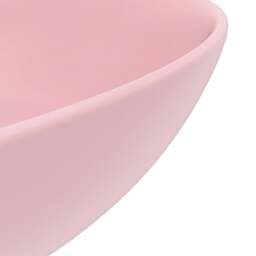 Rackhams Bathroom Sink Ceramic Matt Pink Round - thumbnail 5