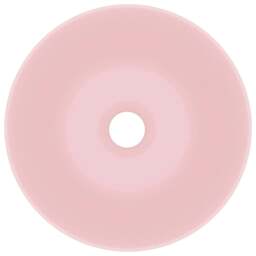 Rackhams Bathroom Sink Ceramic Matt Pink Round - thumbnail 4