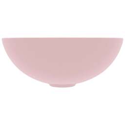Rackhams Bathroom Sink Ceramic Matt Pink Round - thumbnail 3