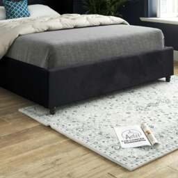 Rackhams Zampa Curved Top Curved Winged Upholstered Soft Velvet Bed Frame - Black - Black - Single - thumbnail 3