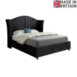 Rackhams Zampa Curved Top Curved Winged Upholstered Soft Velvet Bed Frame - Black - Black - Single - thumbnail 6