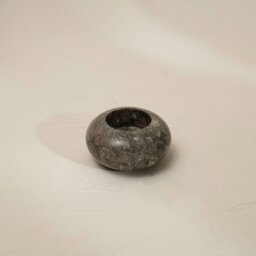 Rackhams Curved Tea Light Candle Holder In Black and beige Marble - Black - thumbnail 6