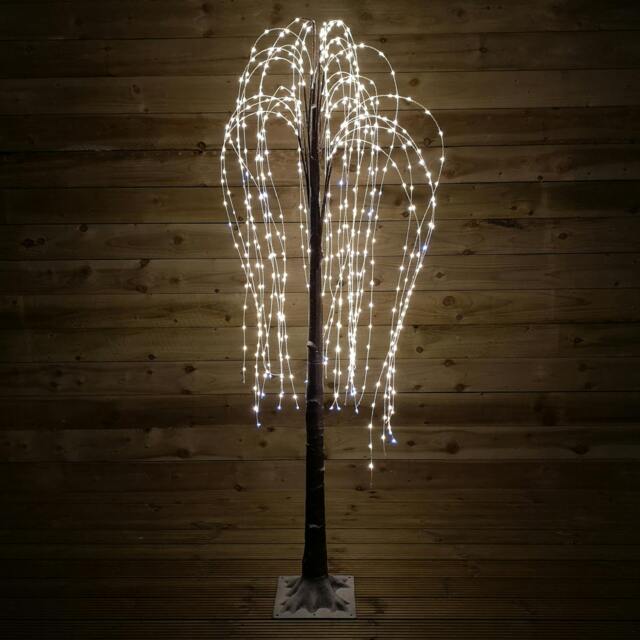 Rackhams 180cm Brown Flocked Willow Tree 600 LED Warm White Garden Christmas Decoration - image 1