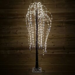 Rackhams 180cm Brown Flocked Willow Tree 600 LED Warm White Garden Christmas Decoration - thumbnail 2