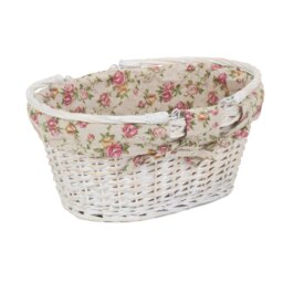 Rackhams Whitewash Swing Handle Wicker Shopping Basket with White Lining - Medium - thumbnail 5