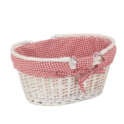Rackhams Whitewash Swing Handle Wicker Shopping Basket with White Lining - Medium - thumbnail 4