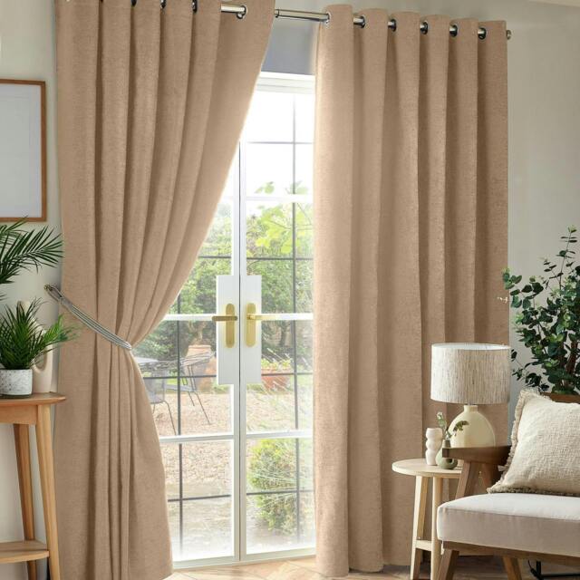 Rackhams Chenille Blackout Ring Top Eyelet Curtains - 168cm width x 229cm drop - image 1
