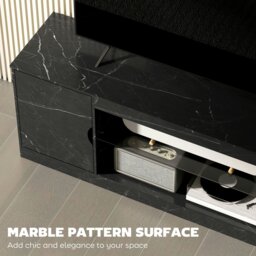 Rackhams Marble Effect TV Stand Cabinet with Glass Shelf for 55 Inch TVs - Black - Marble effect - 1 - thumbnail 3