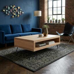 Rackhams Square Storage Coffee Table - Medium - 80x80cm - Oak - thumbnail 2
