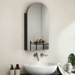 Rackhams Bathroom Mirror Cabinet with Adjustable Glass Shelves, Black - Black - Bathroom Mirror Cabinet - 1 - thumbnail 2