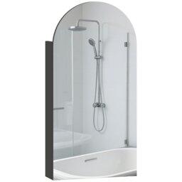 Rackhams Bathroom Mirror Cabinet with Adjustable Glass Shelves, Black - Black - Bathroom Mirror Cabinet - 1 - thumbnail 1