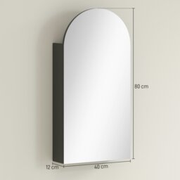 Rackhams Bathroom Mirror Cabinet with Adjustable Glass Shelves, Black - Black - Bathroom Mirror Cabinet - 1 - thumbnail 3