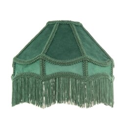 Rackhams Traditional Victorian Empire Lampshade in Soft Forest Green Velvet with Tassels