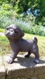 Rackhams Pug Dog Garden Sculpture Ornament Decor - Polystone Resin - 1 - Bronze - thumbnail 2