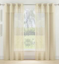 "Rackhams Textured Fabric Header Voile Panels Pair with Eyelet Header - Grey - 55"" (140cm) Width x 54"" (137cm) Drop" - thumbnail 6