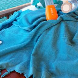 Rackhams Breezy Cotton Hammam Towel, Double-Faced - Turquiose - thumbnail 5