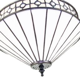 Rackhams Modern Opal White Tiffany Glass Pendant Shade with Small Circular Clear Beads - thumbnail 2