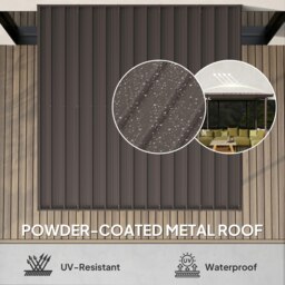 Rackhams 3 x 3(m) Waterproof Metal Pergola Easy to Assemble Lean to Pergola - Brown - Metal - 300L x 295W x 255H cm - thumbnail 4