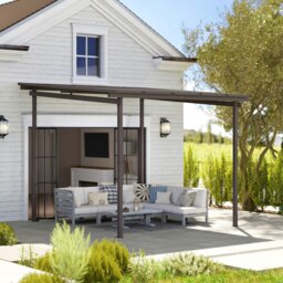 Rackhams 3 x 3(m) Waterproof Metal Pergola Easy to Assemble Lean to Pergola - Brown - Metal - 300L x 295W x 255H cm - thumbnail 3